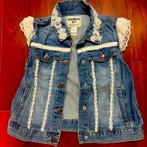 Girls  Western Lace trim jean vest
